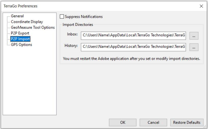 The Peer-to-Peer Import Preferences pane.