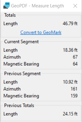 The Measure Length information box.