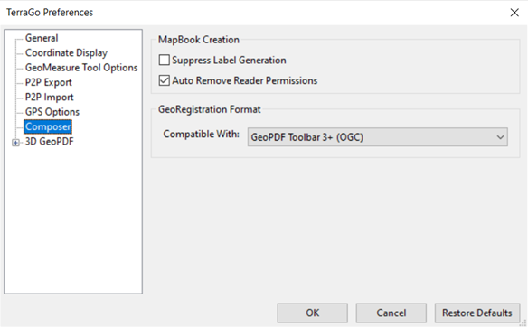 The Composer preferences window