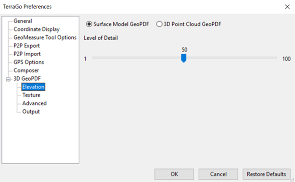 The 3D Elevation preferences