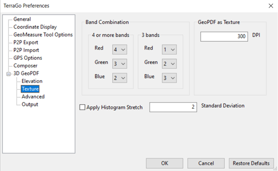 The 3D Texture preferences window