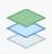 An icon with three planes horizontally arranged