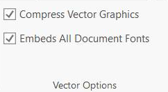 The Vector Options section of the GeoPDF for ArcGIS Pro toolbar.